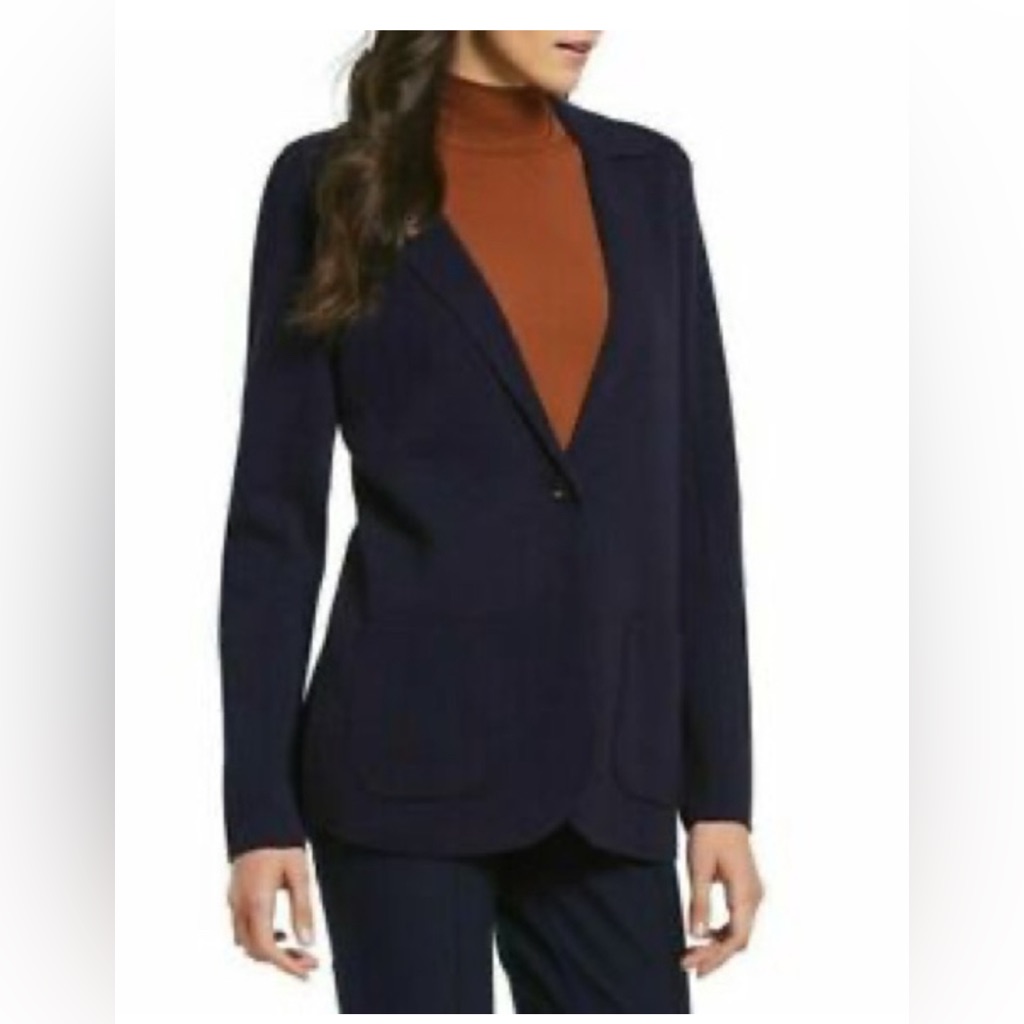 $328 Eileen Fisher Cardigan Sweater Women Pl Merino Wool One Button Notch Collar